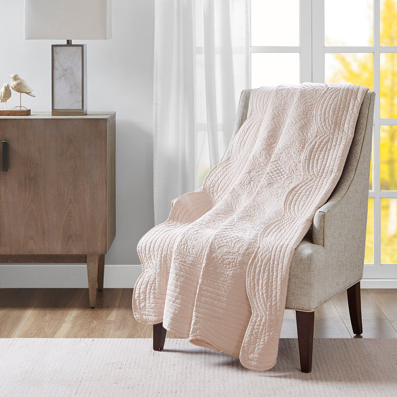 Tuscany Oversized Quilted Antimicrobial Throw with Scalloped Edges