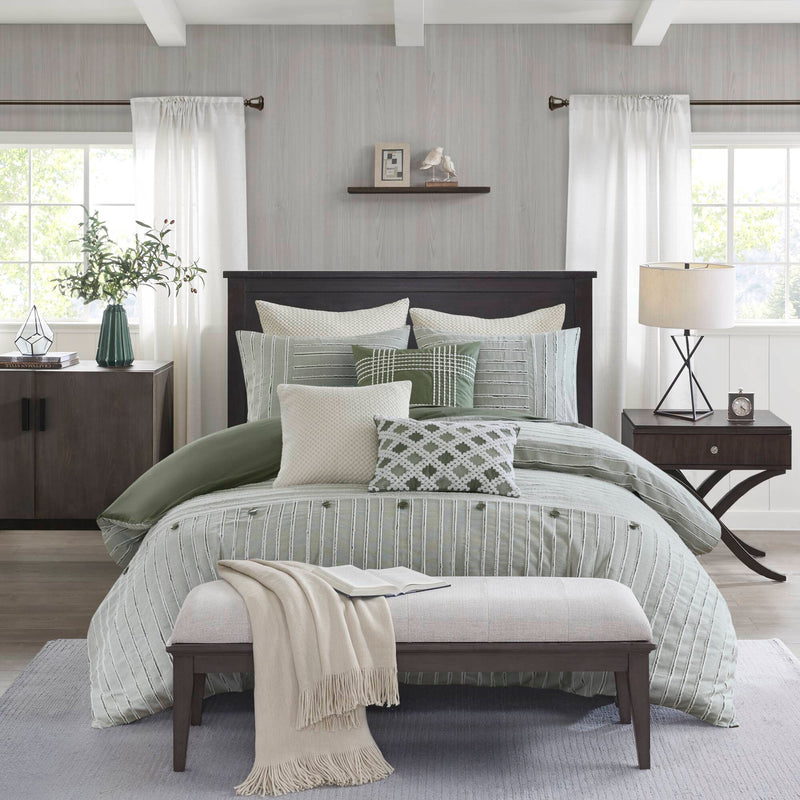 Essence 8-Piece Cotton Clipped Jacquard Comforter Set